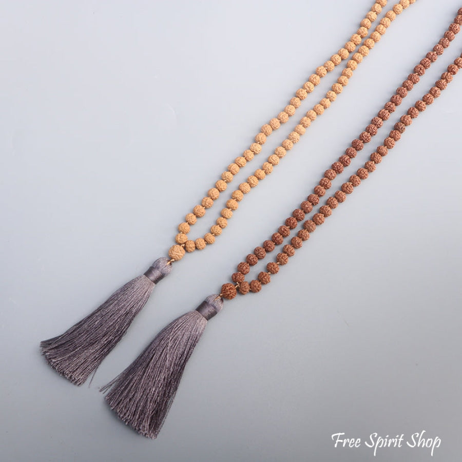 108 Rudraksha Seed & Zen Charm Mala Bead Necklace - Free Spirit Shop