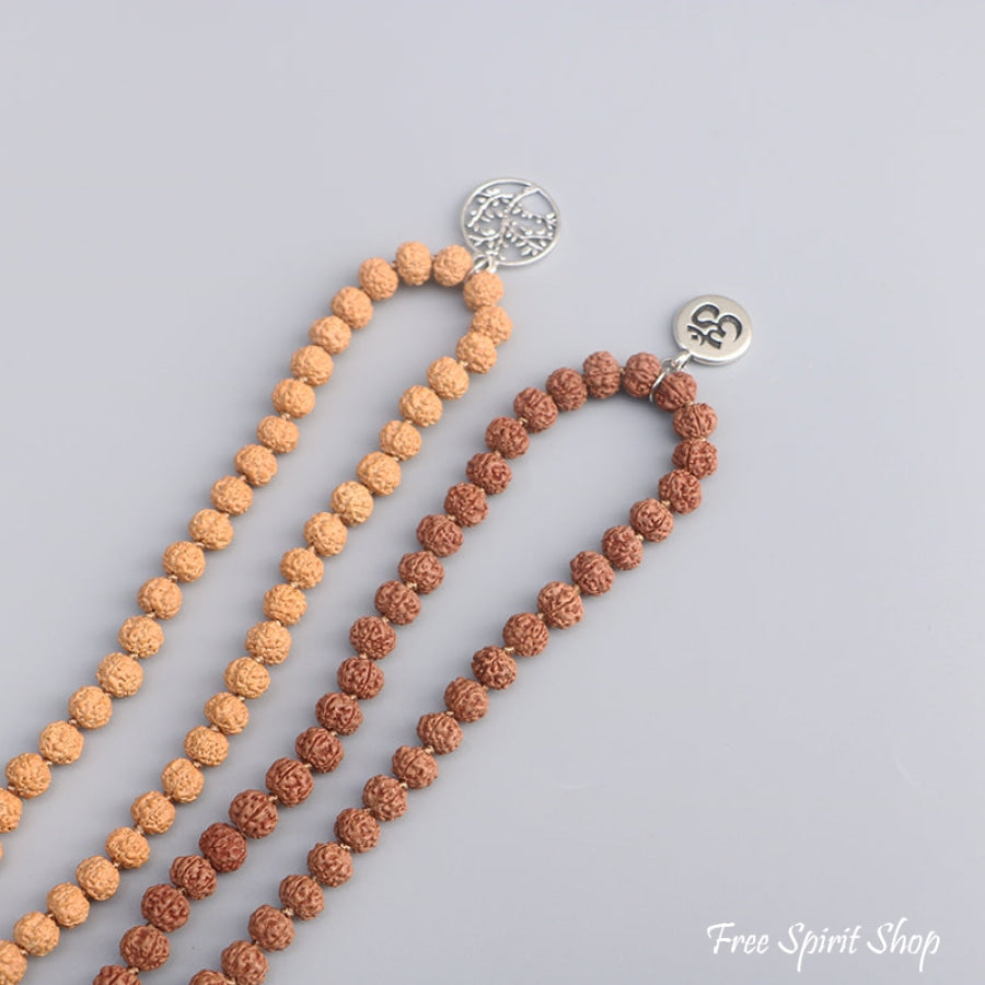 108 Rudraksha Seed & Zen Charm Mala Bead Necklace - Free Spirit Shop