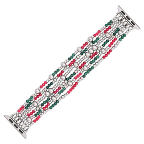 Holiday Sparkle Red & Green Beaded Apple Watch Band Smartwatch / Strap > Gemstone Bead