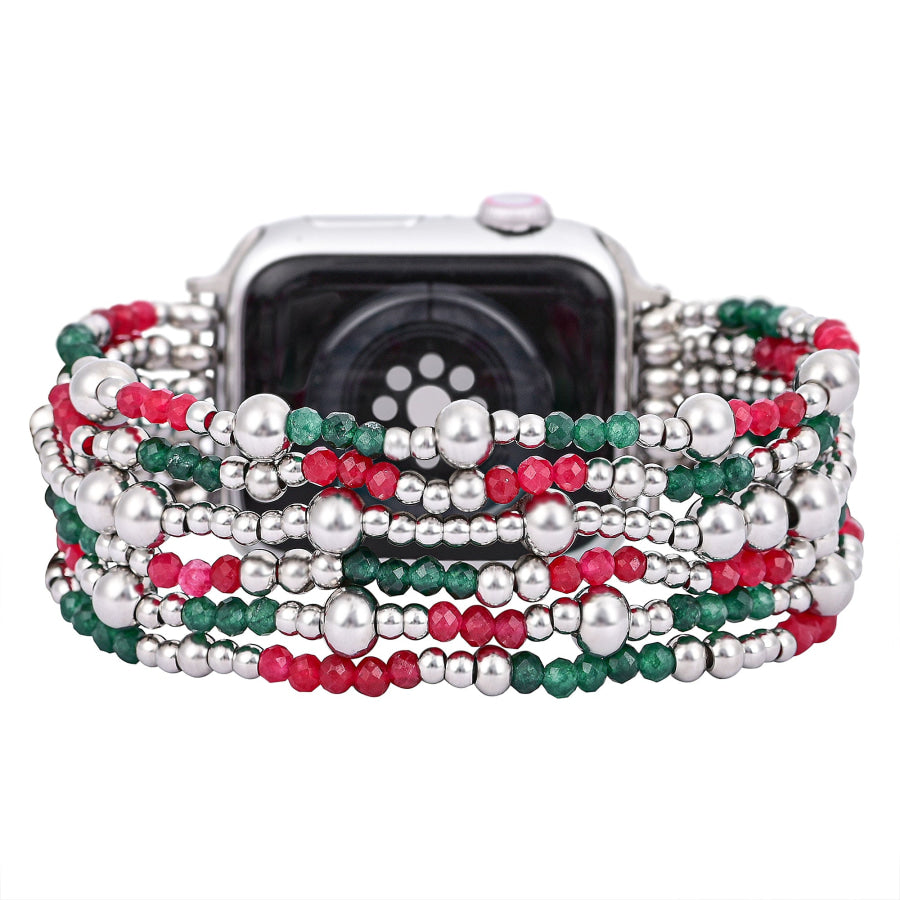 Holiday Sparkle Red & Green Beaded Apple Watch Band Smartwatch / Strap > Gemstone Bead