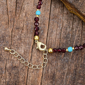 Handmade Garnet & Tiger Eye Bead Anklet