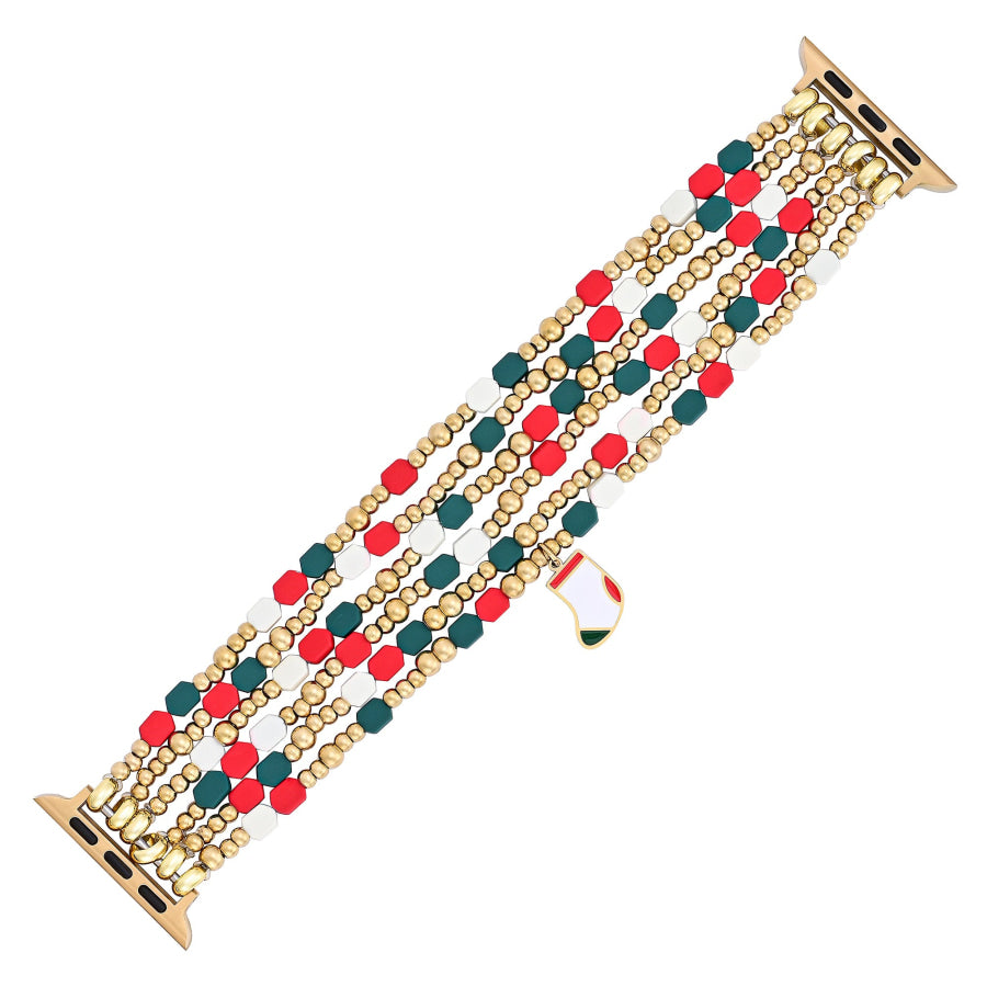 Festive Cheer Christmas Apple Watch Band In Red & Green Smartwatch / Strap > Gemstone Bead Beaded