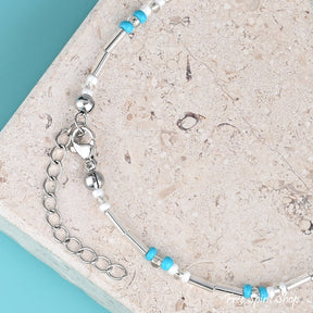 Turquoise & Starfish Charm Beaded Anklet Jewelry >