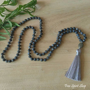 108 Natural Labradorite & Pyrite Mala Bead Necklace - Jewelry > Gemstone Bead Necklace > 108 Mala Bead Necklace