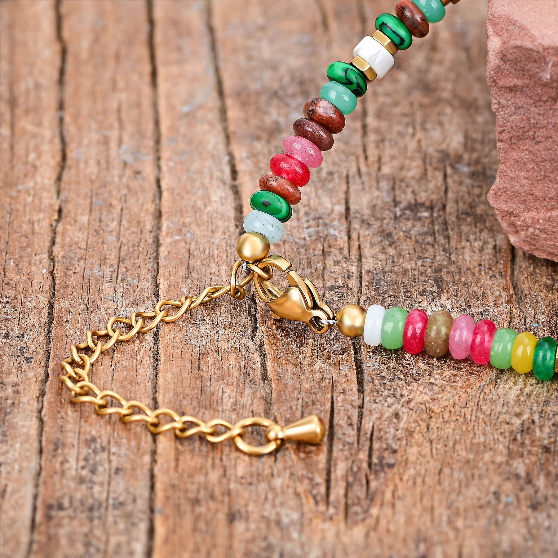 Multicolor Bead Anklet With Palm Tree Charm