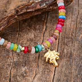 Multicolor Bead Anklet With Palm Tree Charm