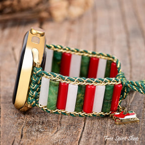 Santa Claus Charm Apple Watch Band Smartwatch / Strap > Gemstone Bead Beaded