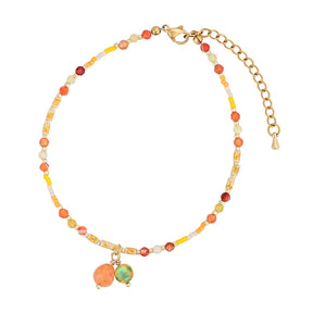 Natural Carnelian & Citrine Beaded Anklet