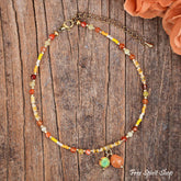 Natural Carnelian & Citrine Beaded Anklet