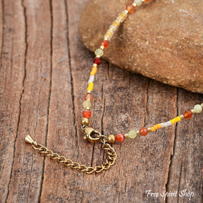 Natural Carnelian & Citrine Beaded Anklet