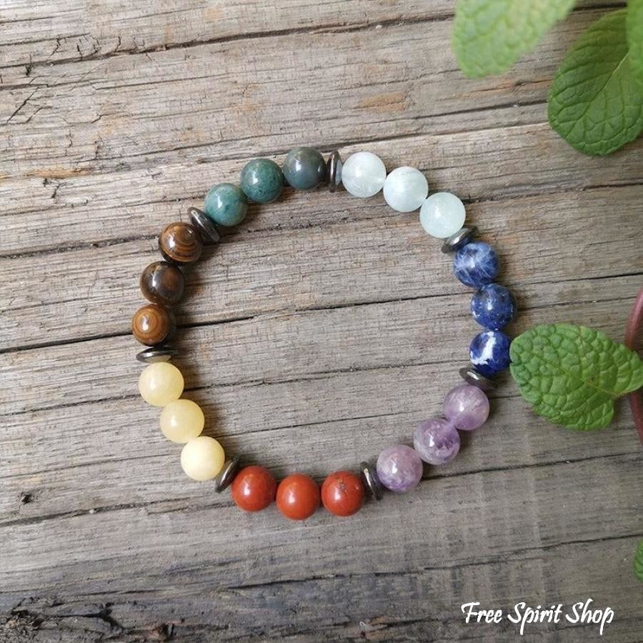 7 Chakra Natural Healing Stone Bead Bracelet - Free Spirit Shop