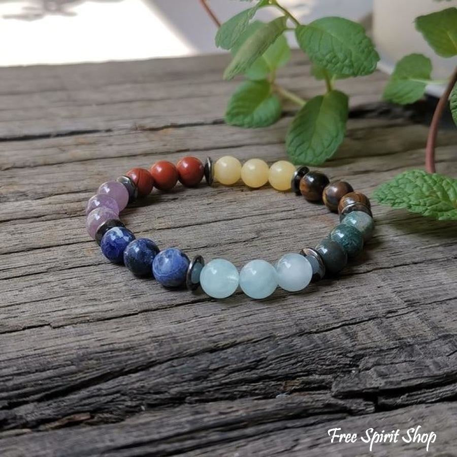 7 Chakra Natural Healing Stone Bead Bracelet - Free Spirit Shop