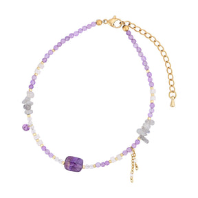 Natural Amethyst & Labradorite Beaded Anklet