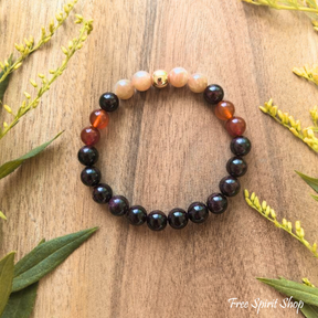 108 Natural Carnelian Garnet & Sunstone Mala Bead Necklace Jewelry > Gemstone Bead Necklace > 108 Mala Bead Necklace