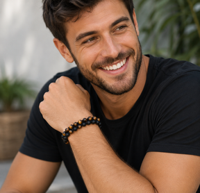 Handmade Matte Black Onyx & Tiger Eye Braided Bracelet