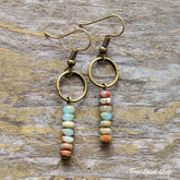 Vintage Natural Jasper Stone Ethnic Circle Earrings Jewelry > Gemstone