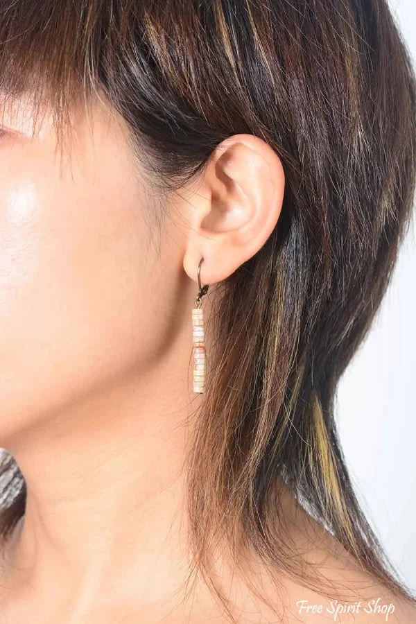 Natural Turquoise Stone Tube Earrings