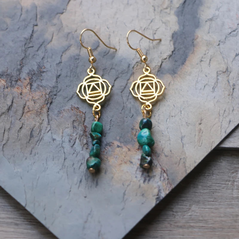 Natural Chrysocolla Chakra Balancing Earrings