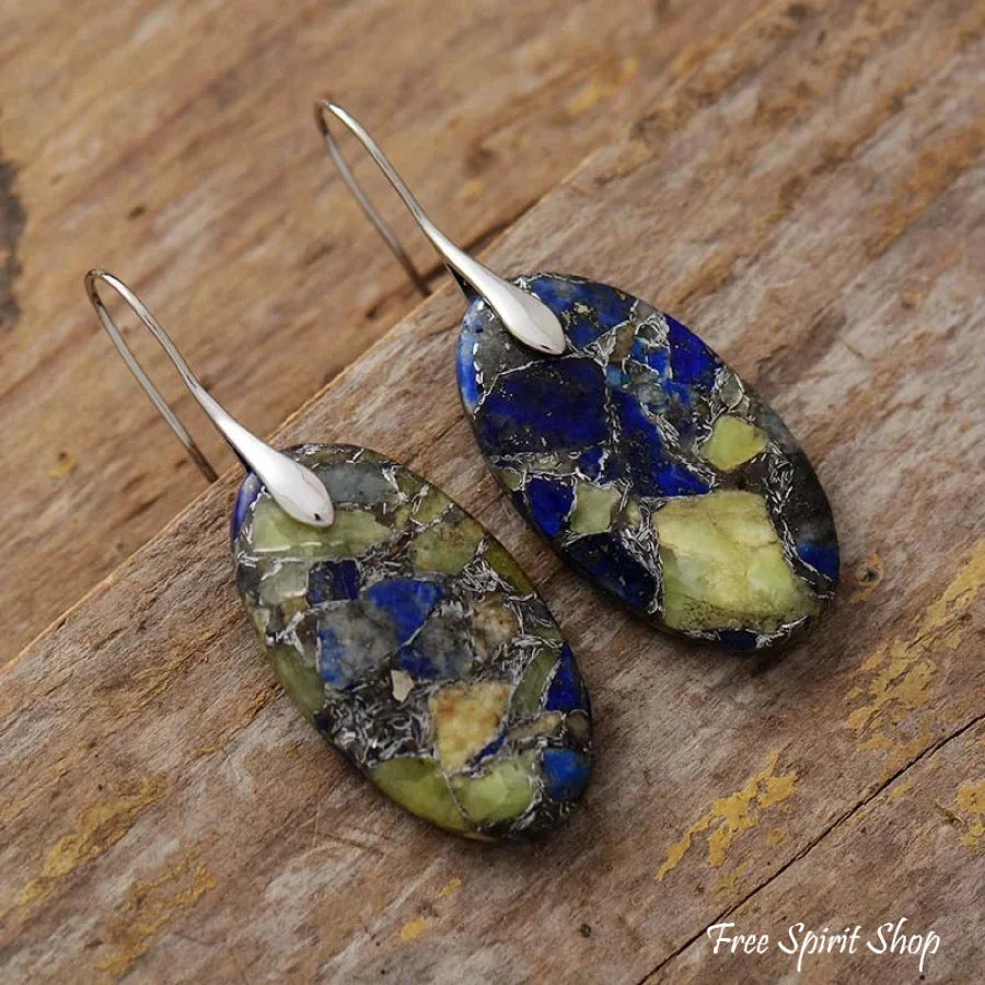 Handmade Green & Blue Jasper Mosaic Earrings