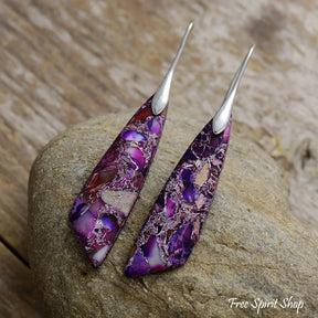 Vibrant Purple Jasper Drop Earrings