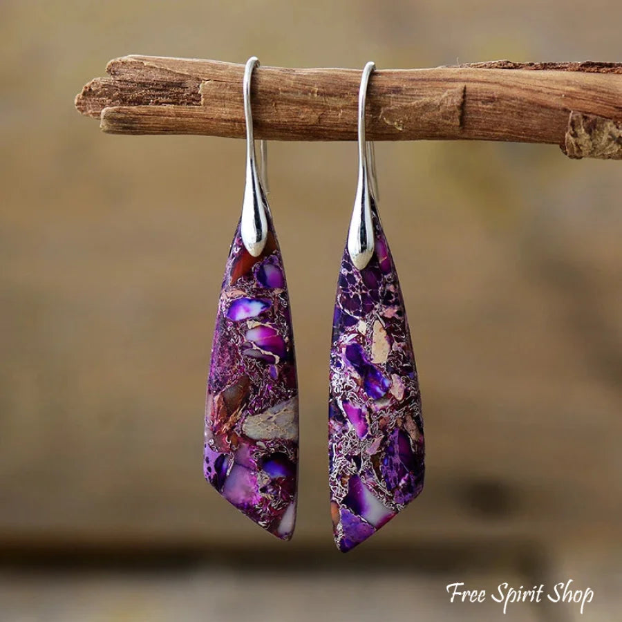 Vibrant Purple Jasper Drop Earrings