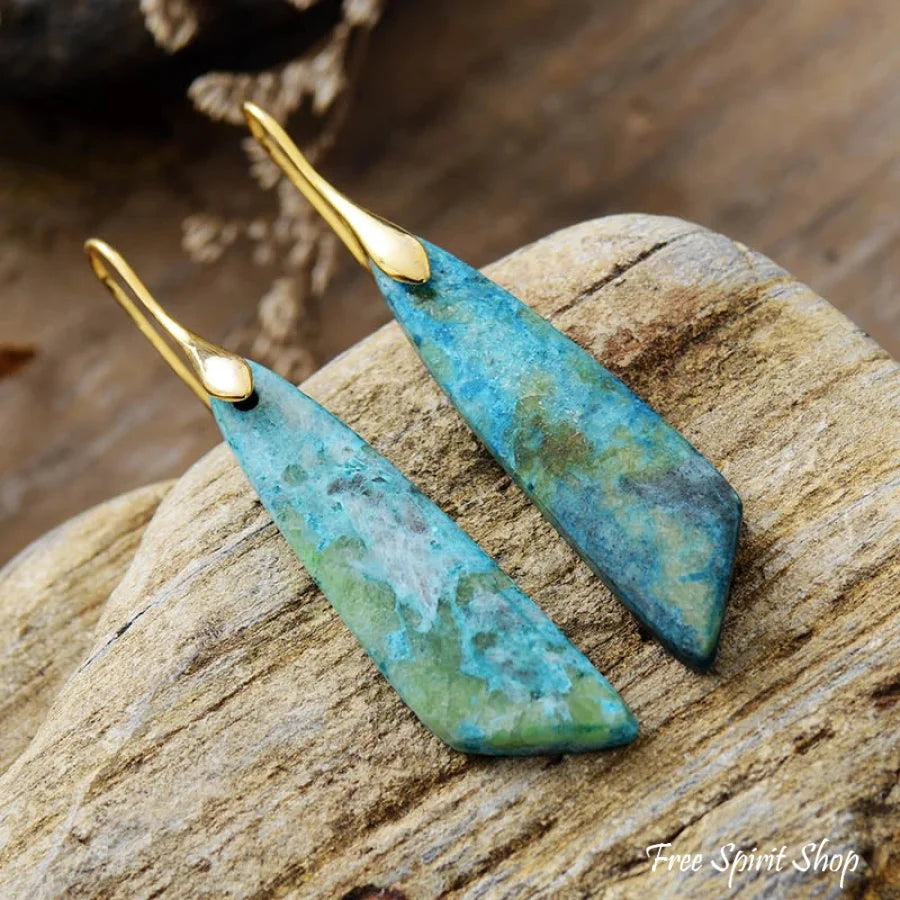 Natural Green Turquoise Jasper Earrings