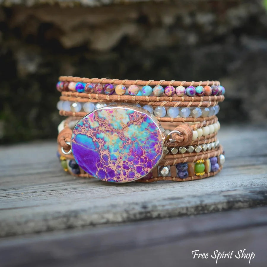 Handmade Purple & Turquoise Jasper Wrap Bracelet