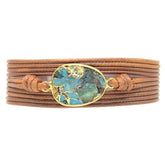 Handmade Gold Plated Turquoise Stone Wrap Bracelet
