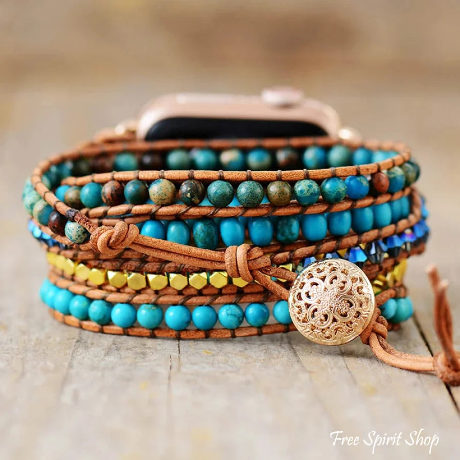 Blue Jasper & Turquoise Apple Watch Band