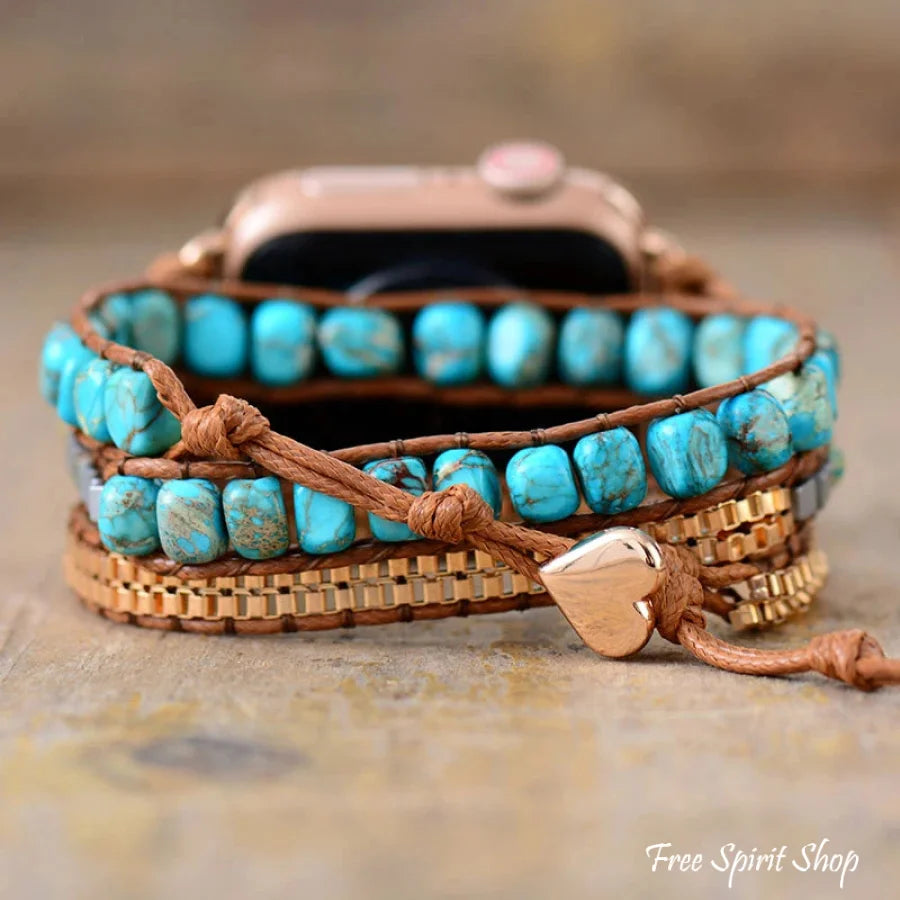 Natural Turquoise Howlite Apple Watch Band