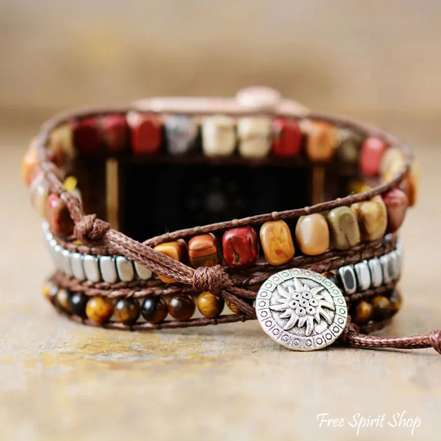 Natural Jasper & Tiger Eye Apple Watch Band