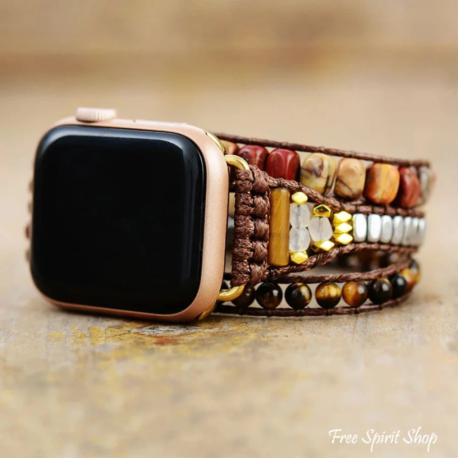 Natural Jasper & Tiger Eye Apple Watch Band