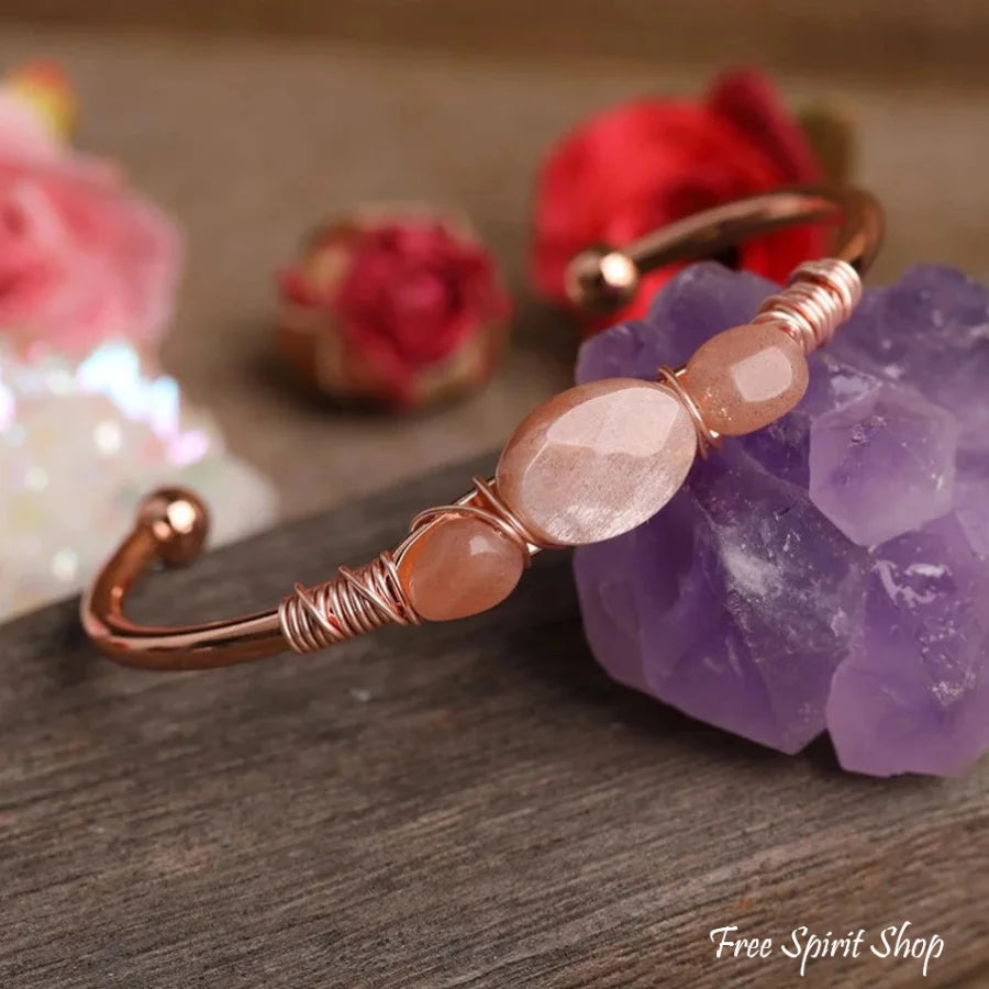 Natural Sunstone Crystal Cuff