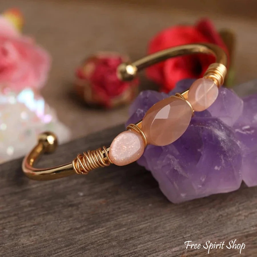 Natural Sunstone Crystal Cuff