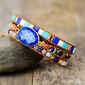 Handmade Lapis Lazuli & Mixed Bead Wrap Bracelet