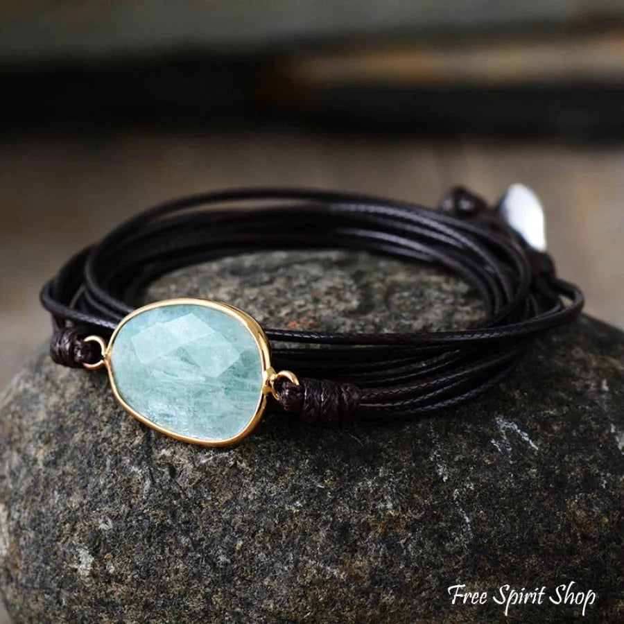 Handmade Natural Amazonite Wrap Bracelet