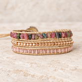 Handmade Natural Pink Tourmaline Wrap Bracelet