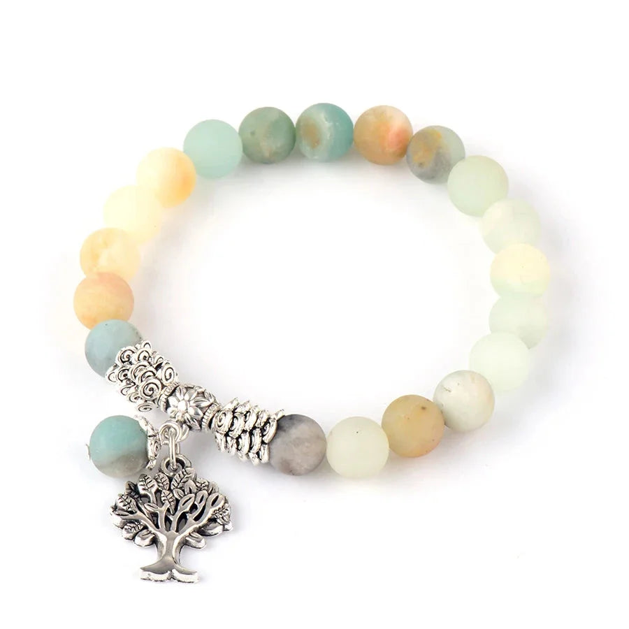 Natural Amazonite Tree Of Life Bead Bracelet