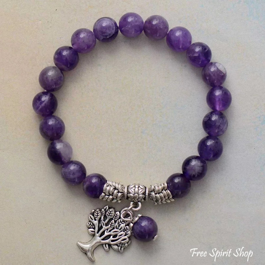 Natural Amethyst Tree of Life Bead Bracelet