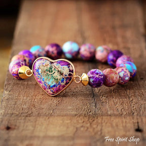 Handmade Purple Jasper LOVE Bead Bracelet