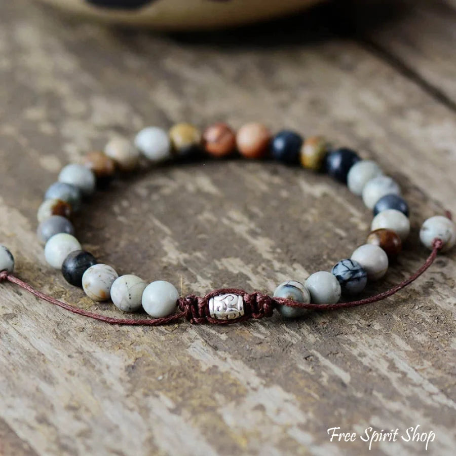 Natural Semi-Precious Healing Jasper Stone Bead Bracelet