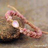 Natural Rhodonite & Opal Bead Bracelet