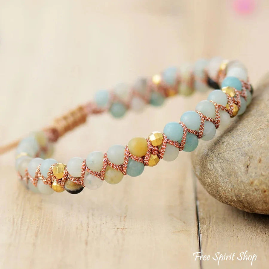 Natural Amazonite Friendship Bead Bracelet