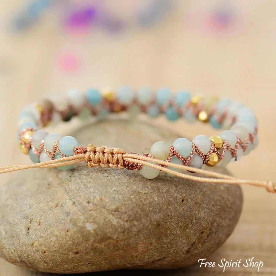 Natural Amazonite Friendship Bead Bracelet