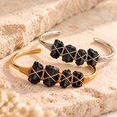 Natural Black Tourmaline Gemstone Cuff