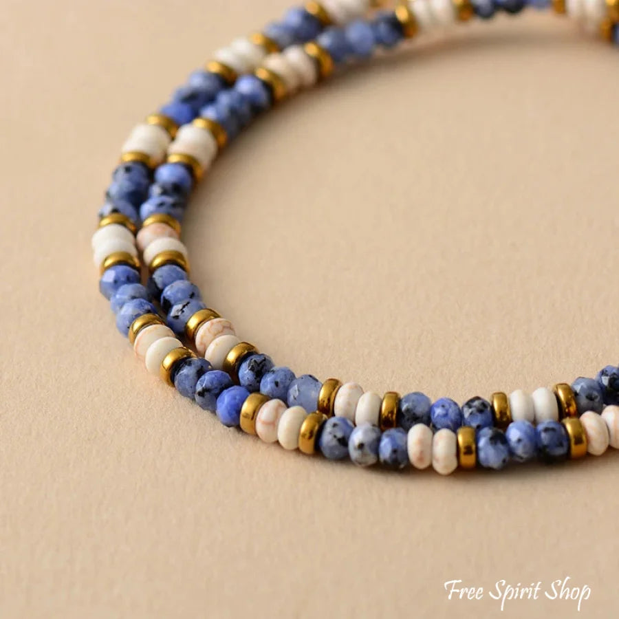 Natural Sodalite & Howlite Gemstone Bead Choker