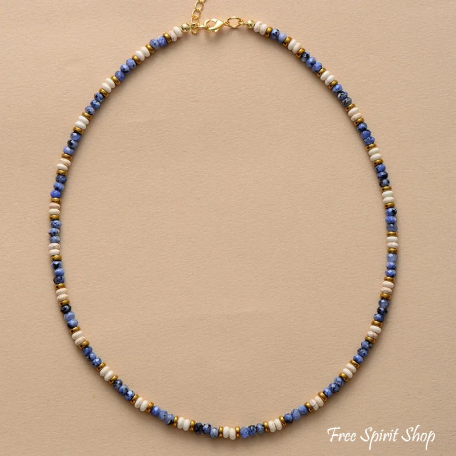 Natural Sodalite & Howlite Gemstone Bead Choker