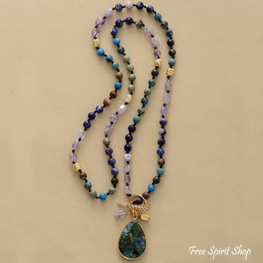 Natural Ocean Jasper & Amethyst Beaded Necklace