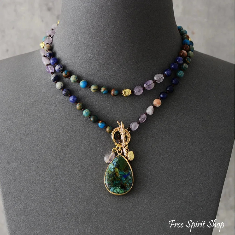 Natural Ocean Jasper & Amethyst Beaded Necklace