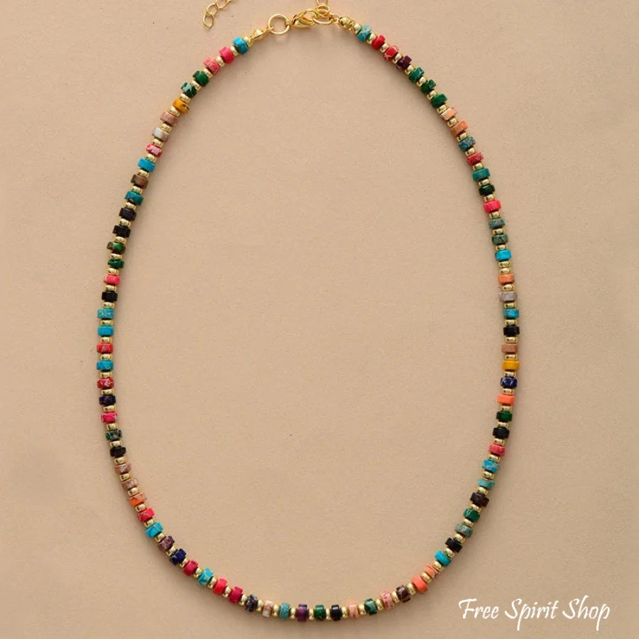 Colorful Jasper Beaded Choker Necklace